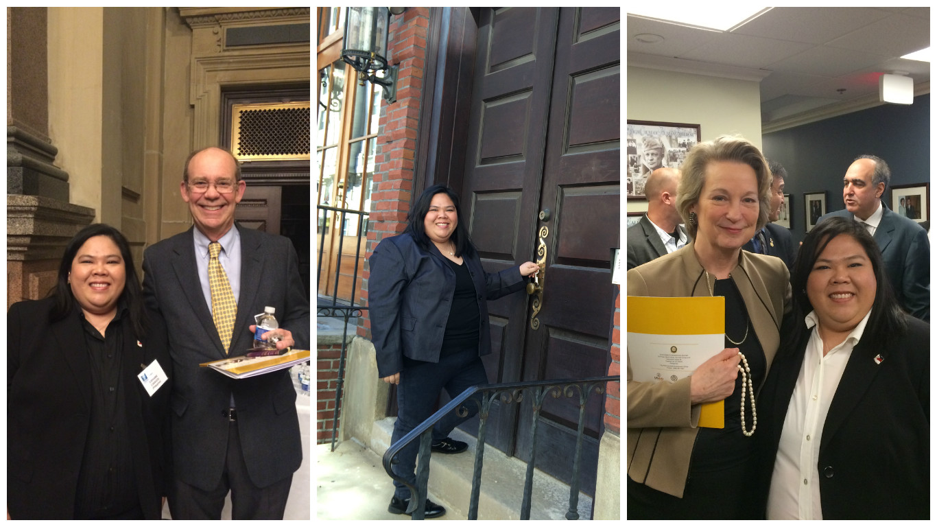 Left: With David Eisenhower. Center: Opening the door to the Eisenhower Fellowships headquarters with own Eisenhower Key. Right: With Susan Eisenhower